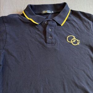 Cavalli Class Men's Polo Shirt in Black with Yellow Accents